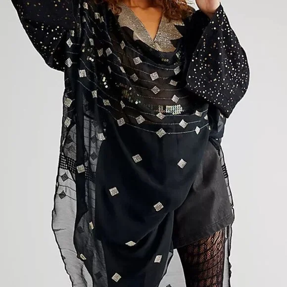 free people sheer black dress Womens XS Free People sheer lace black dress